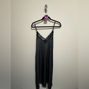 MADE IN SPAIN LACE TRIMMED SILKY DRESS